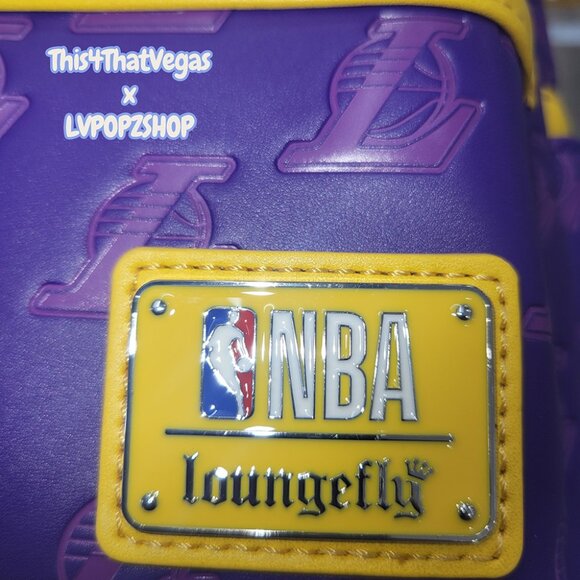 Loungefly x NBA Los Angeles Lakers Debossed Logo Mini Backpack – Purple & Gold - Picture 5 of 5